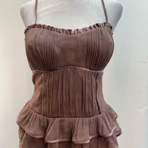 To the Max Mauve Silk Ruffled Tank Top 6